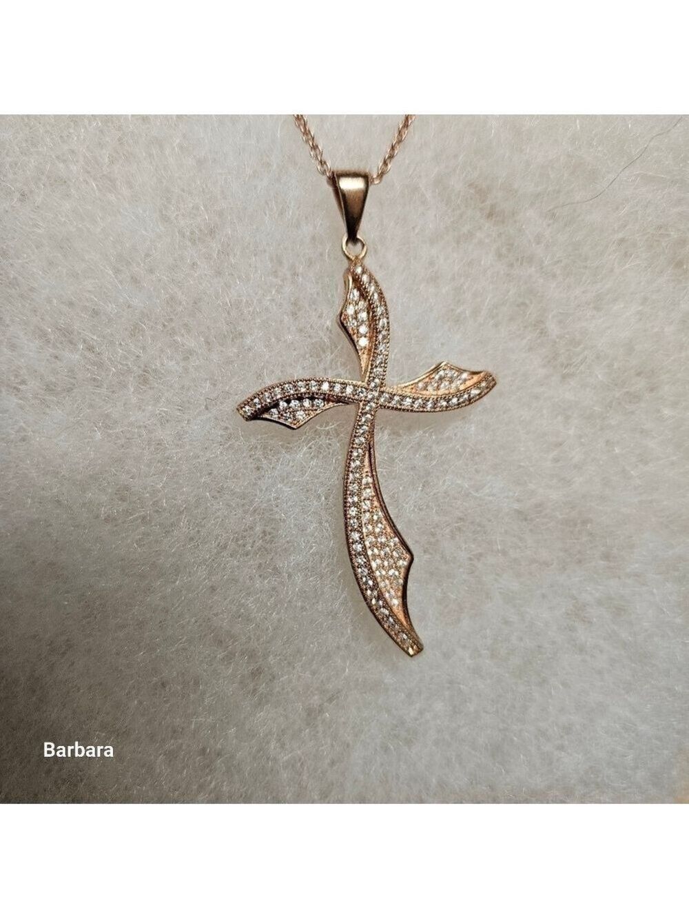 Rose Gold-plated 925 NH & Diamond Pavé Cross Pendant Necklace